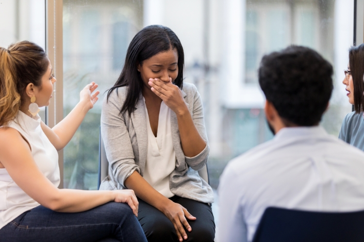 woman focus in support group