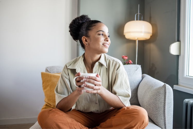 woman holding mug in handsfocus