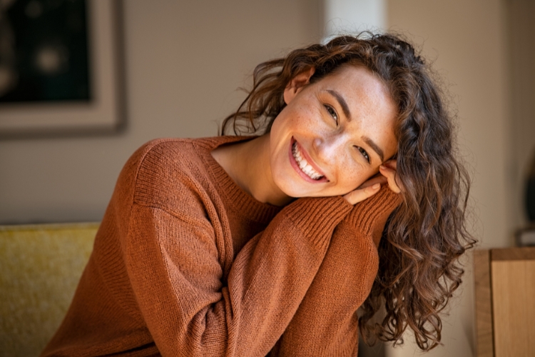 smiling woman focus